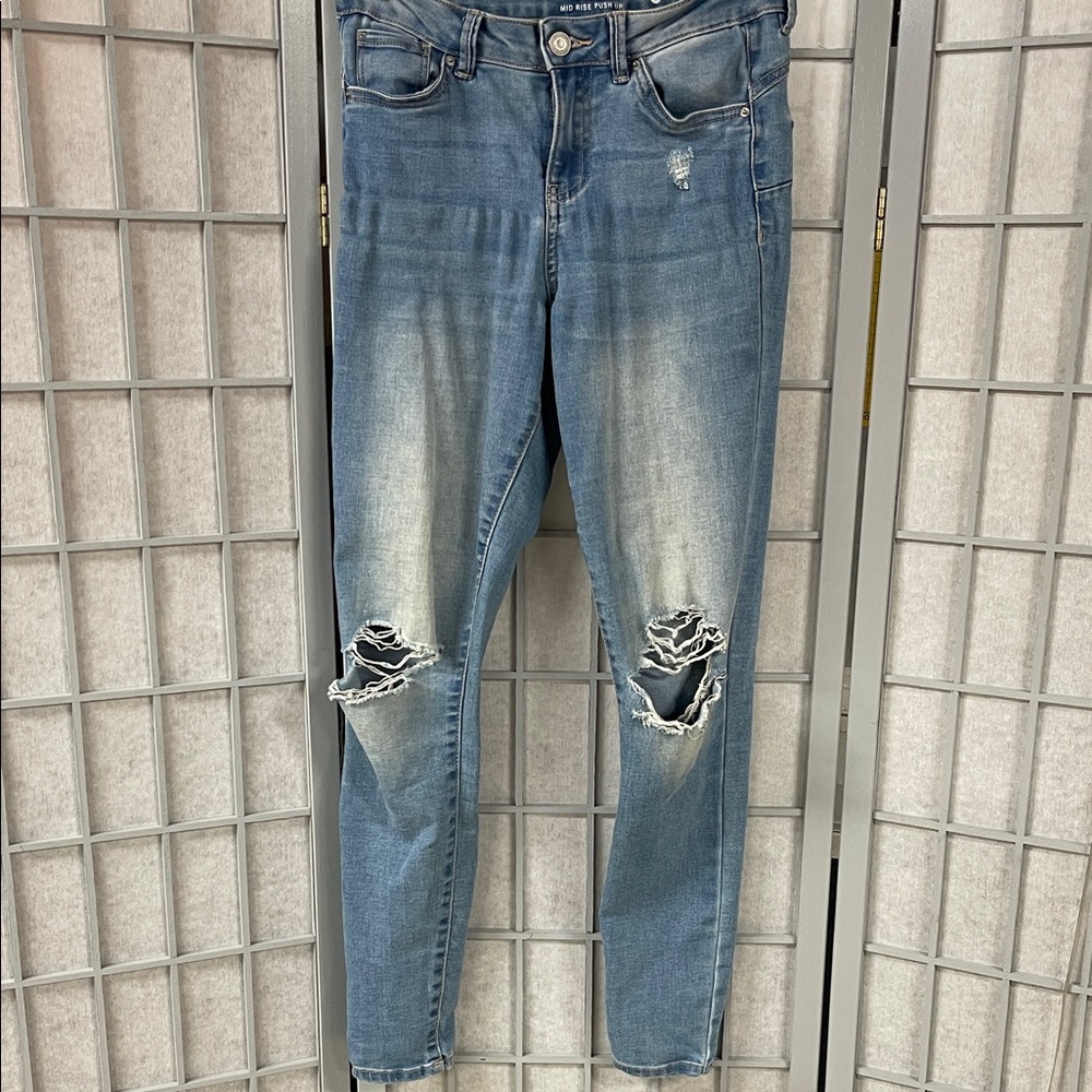 Rio Distressed Blue Women's Jeans, Size 3